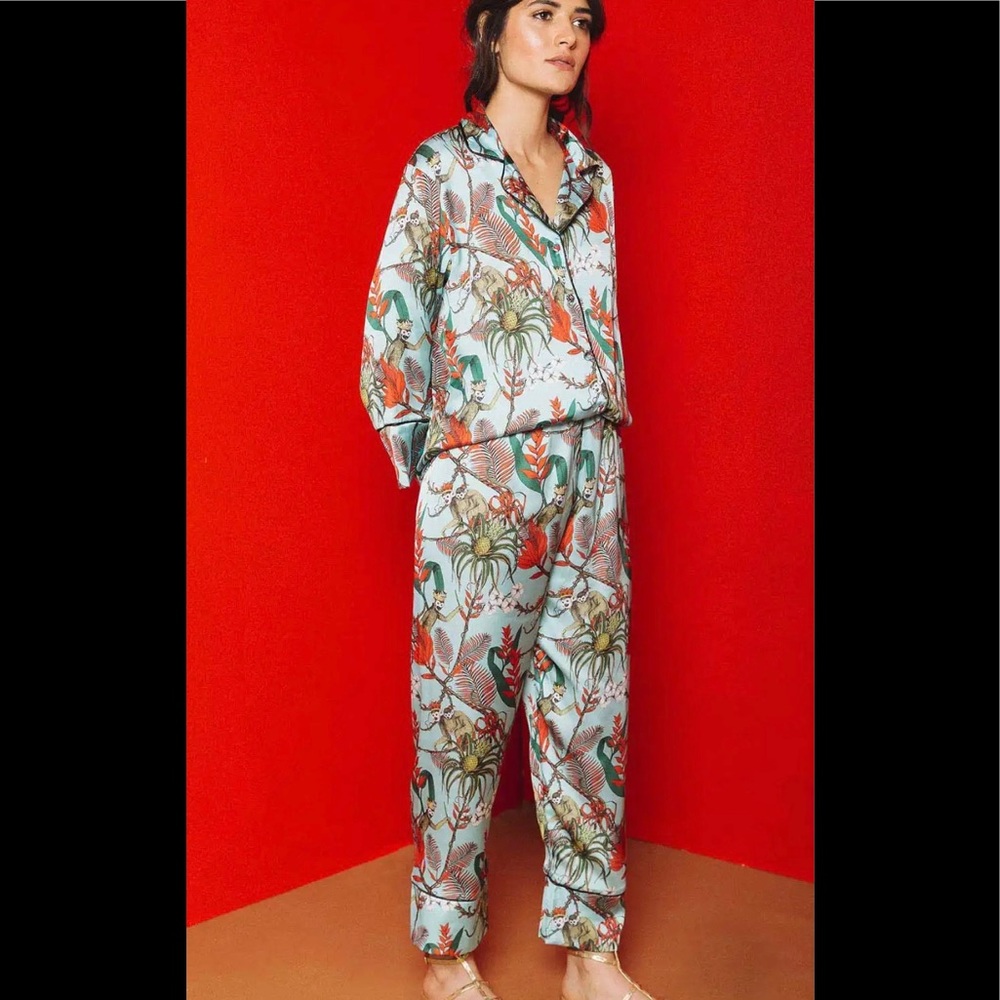 Lobo Rosa monkey print silk pijama